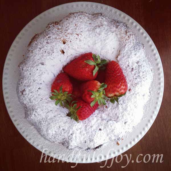 Powder sugar covered Sour Cream Pound Cake
